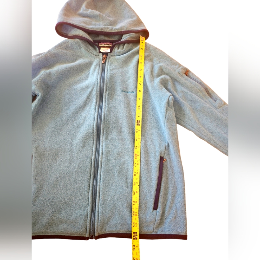 Patagonia Fleece Hooded Jacket Women's Size M Full Zip Pockets Light Blue - Picture 5 of 7